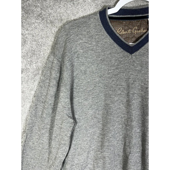 Robert Graham Merino Wool Blend Classic Fit Sweater Mens Size XL V-Neck Pullover - Picture 6 of 14